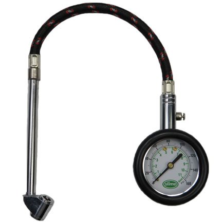 Tire Gauge (10-160 psi) w/8" Hose and Rubber Gauge Guard