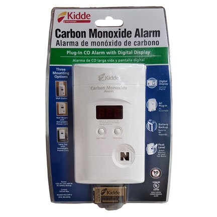 CO Detector, Plug-in, Battery Backup, Digital