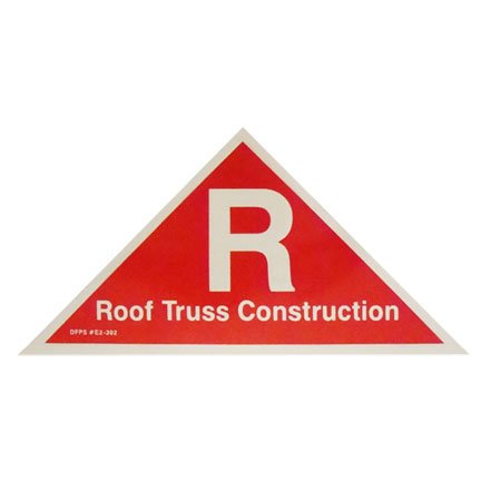 "R Roof Truss Construction" Sign, White on Red, Reflective, .040