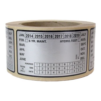 6 yr/Hydrostatic Test Label, Generic (250/roll)