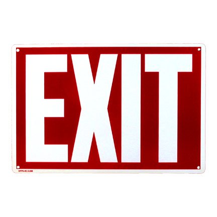 "Exit" Sign, WOR, 12" W x 8" H, Rigid  Plastic (.030)